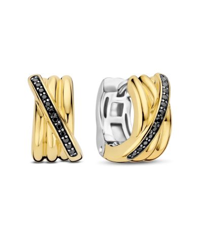 Ti Sento Black Zirconia Crossover Hoops