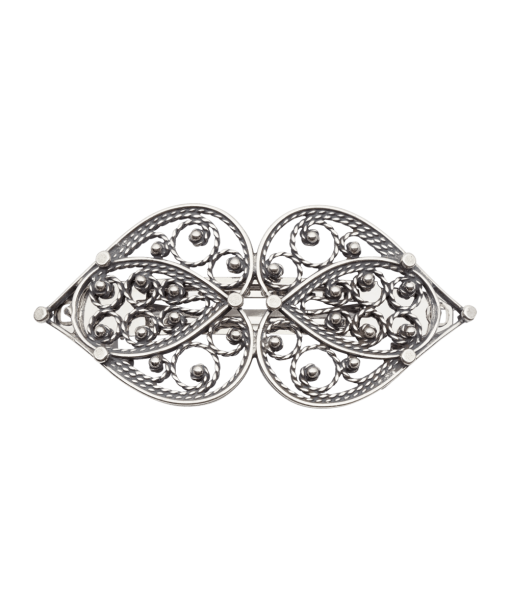 Hårspenne hjartefiligran, stort, oksidert