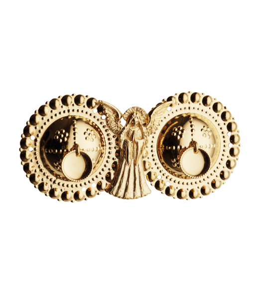 Englespenne med tråkant lauv og syhol, forgylt