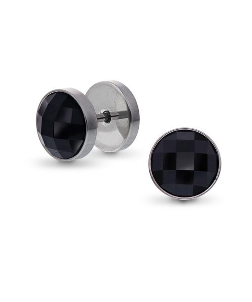Kent øredobber i stål med sort sten