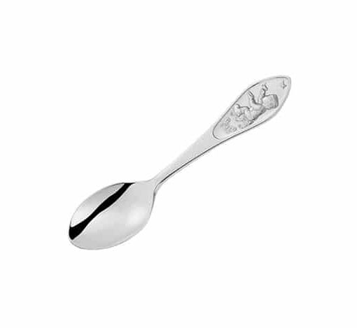 EIK Barn - Du som metter liten fugl Babyskje i sølv, til gutt