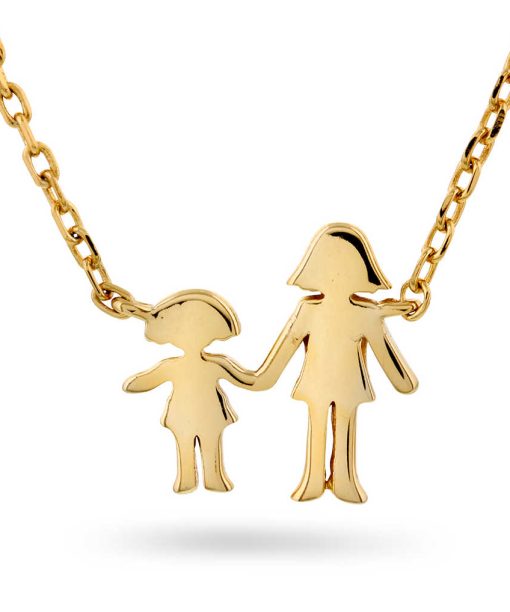 Familiesmykke i sølv mor og jente