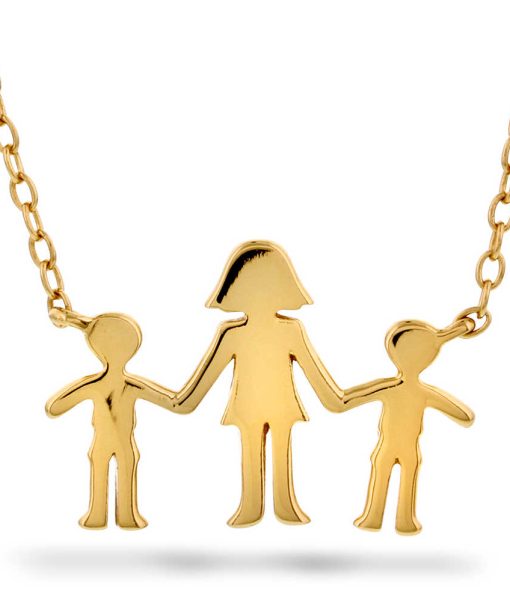 Familiesmykke i sølv mor og 2 gutter