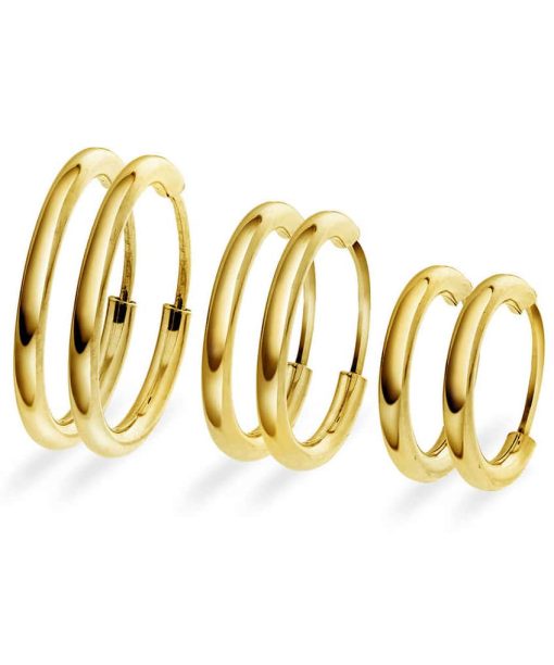 Øreringer i forgylt sølv - 3pk