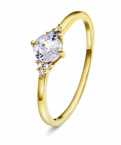 Ring i Forgylt Sølv med Zirkonia