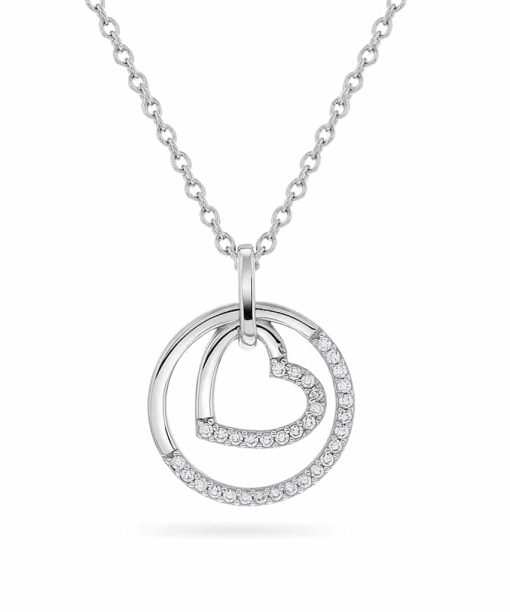 Smykke i sølv med zirkonia hjerte
