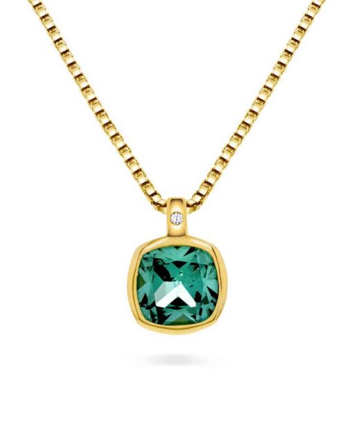 Smykke i sølv med grønn zirkonia