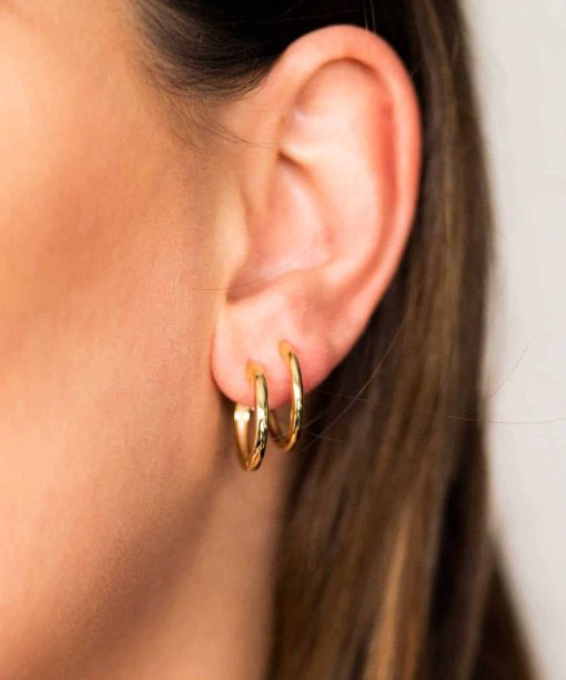 Alternative view of Øreringer i forgylt sølv (18mm)