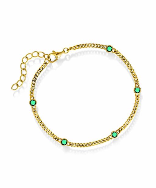 Armbånd i sølv med grønn zirkonia