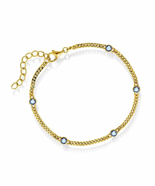 Armbånd i sølv med lys blå zirkonia