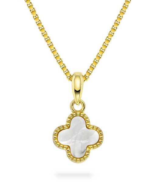 Smykke i sølv med perlemor kløver