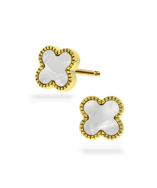 Øredobber i sølv med perlemor kløver