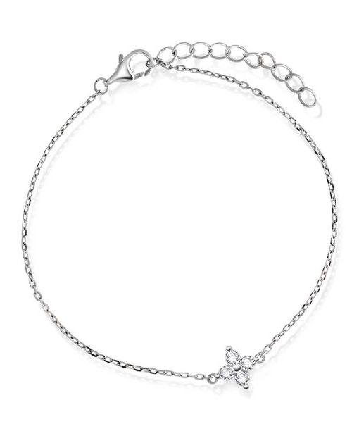 Armbånd i sølv med zirkonia blomst