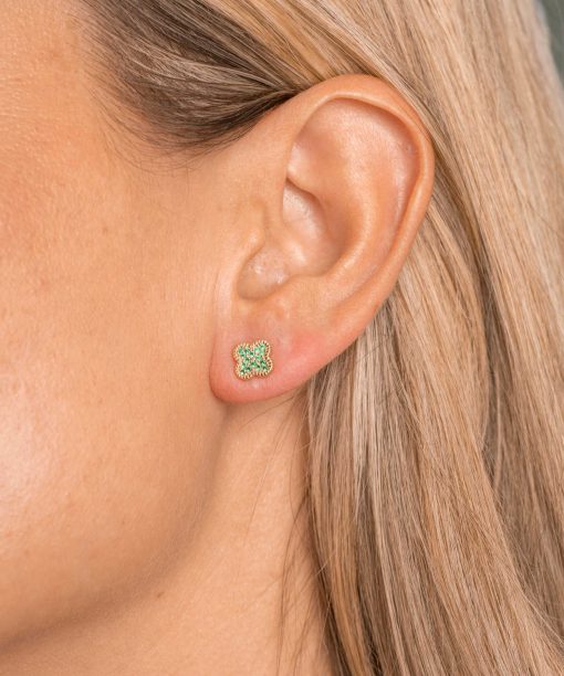 Alternative view of Øredobber i sølv grønn zirkonia kløver