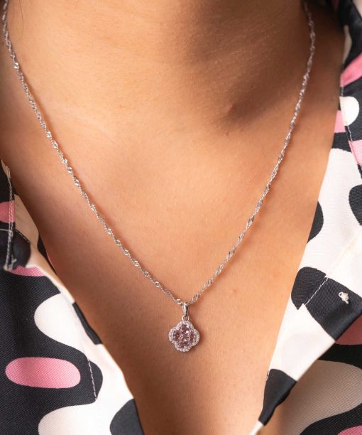 Alternative view of Ivy smykke i 925 rhodinert sølv med rosa