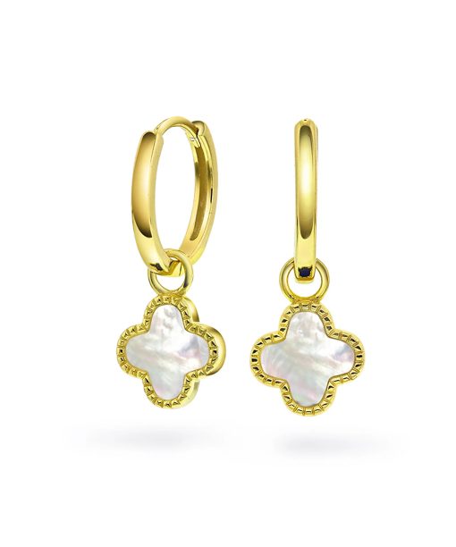 Øreringer i sølv perlemor kløver