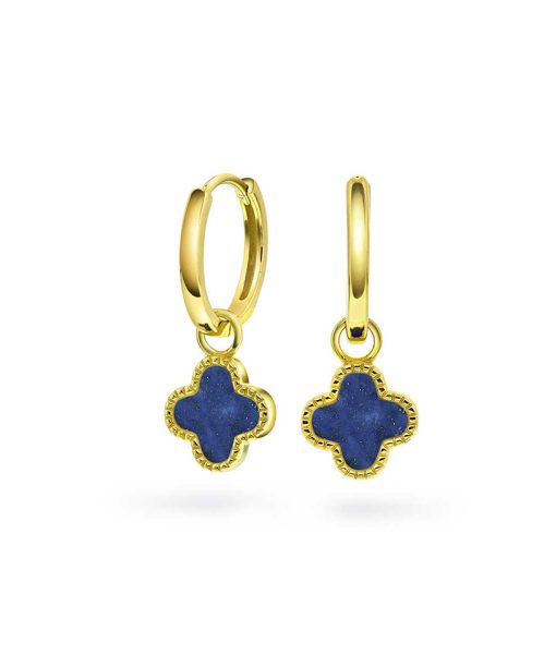 Øreringer i sølv havblå kløver