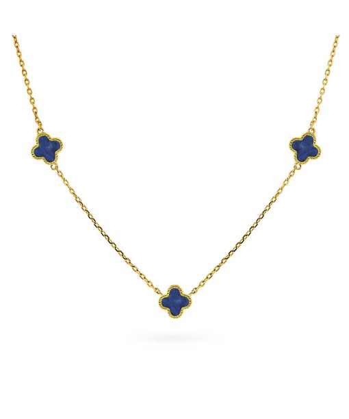 Smykke i sølv havblå kløver