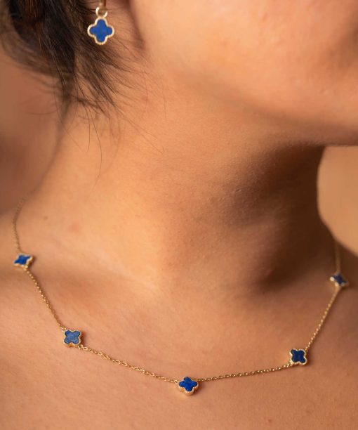 Alternative view of Smykke i sølv havblå kløver