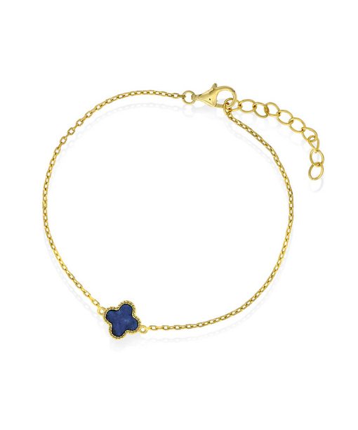 Armbånd i sølv med havblå kløver