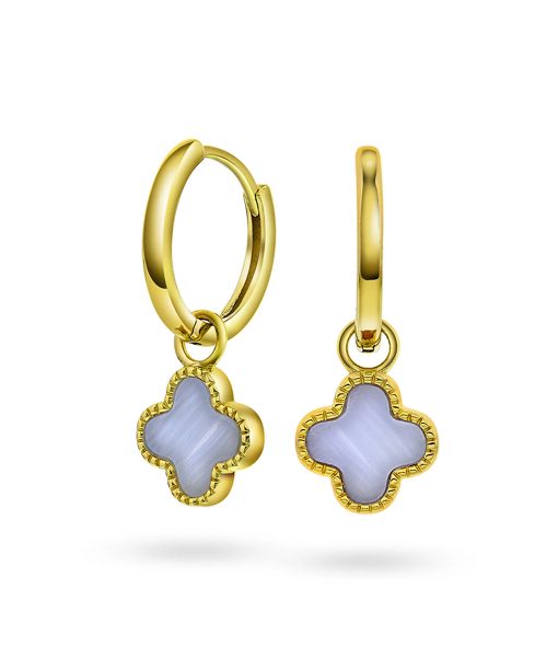 Kløver øreringer i forgylt sølv med lyseblå sodalitt