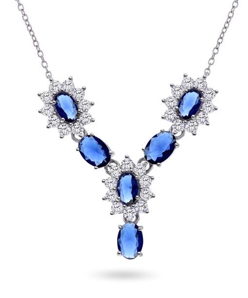 Royal smykke i sølv med blå sten