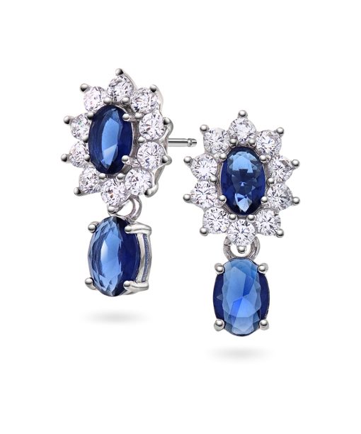 Royal øredobber i sølv med blå sten