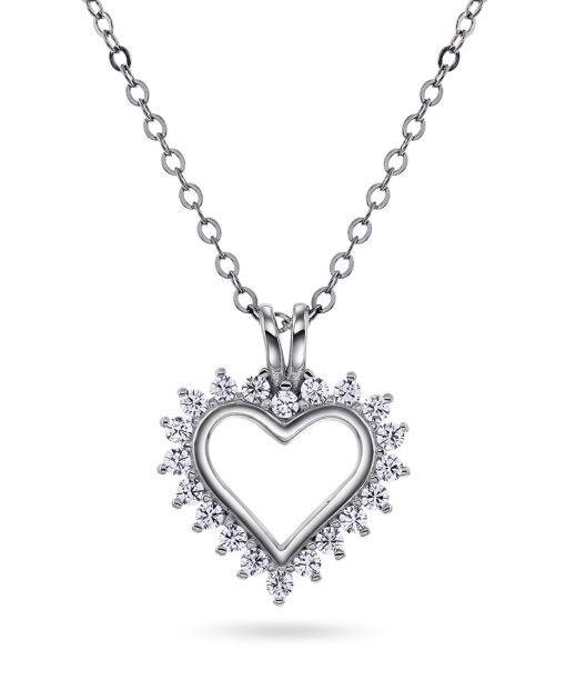 Smykke i sølv med zirkonia hjerte