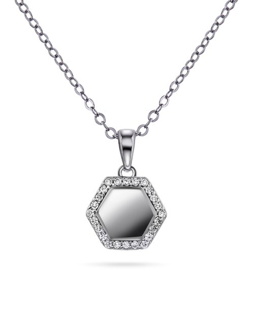 Smykke i sølv med zirkonia plate