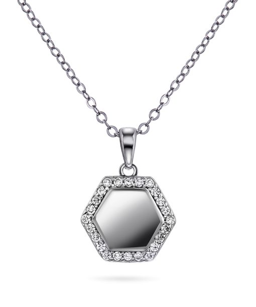 Smykke i sølv med zirkonia plate