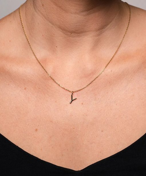 Alternative view of Letters smykke i 925 forgylt sølv Y