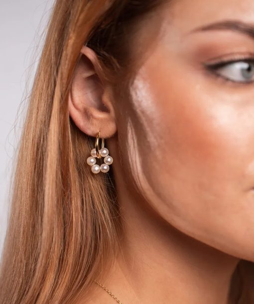 Alternative view of Harmoni øreringer i 925 forgylt sølv ferskvannsperler