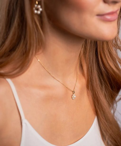 Alternative view of Perleblomst smykke i 925 forgylt sølv