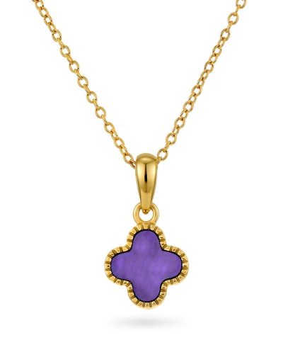 Pan Jewelry - Kløver smykke i forgylt 925 sølv med lilla perlemor