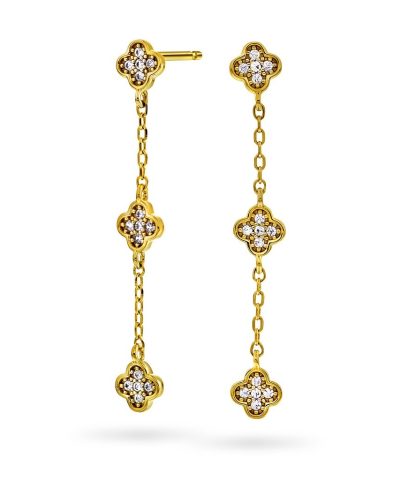 Pan Jewelry - Kløver øredobber i 925 forgylt sølv med zirkonia