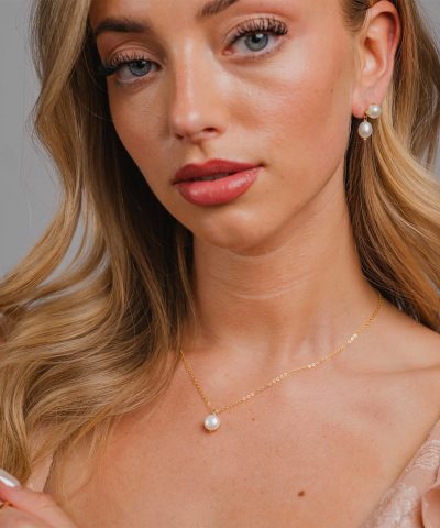 Alternative view of Pan Jewelry - Grace øredobber 925 forgylt sølv med ferskvannsperle