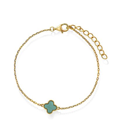 Pan Jewelry - Kløver armbånd i forgylt 925 sølv med grønn perlemor