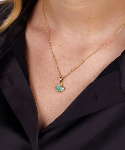 Alternative view of Pan Jewelry - Kløver smykke i forgylt 925 sølv med grønn perlemor
