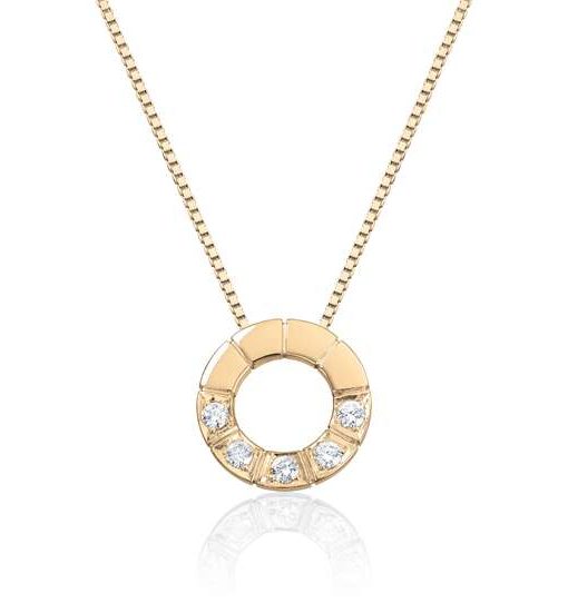 Allianse anheng 0,03ct WSI x 5 stk i gult gull