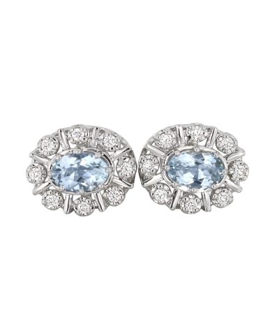 Diana Diamantørepynt i 14kt Hvitt Gull (585) med Aquamarine og 0.16ct TW/SI Diamanter