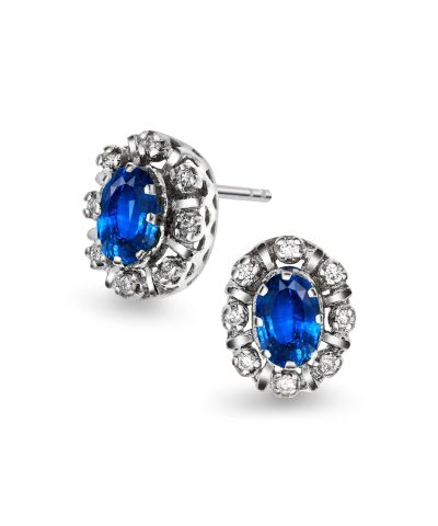 Diana Diamantørepynt i 14kt Hvitt Gull (585) med Safir og 0.16ct TW/SI Diamanter