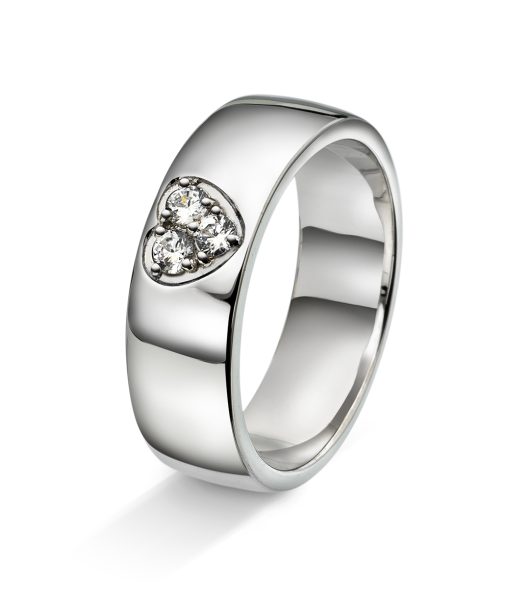 Amore forlovelsesring i 14kt hvitt gull med diamanthjerte 0,15ct 6mm - AD4-9006-15H