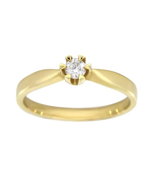 Victoria enstens diamantring i gult gull l 0.10ct TW.SI