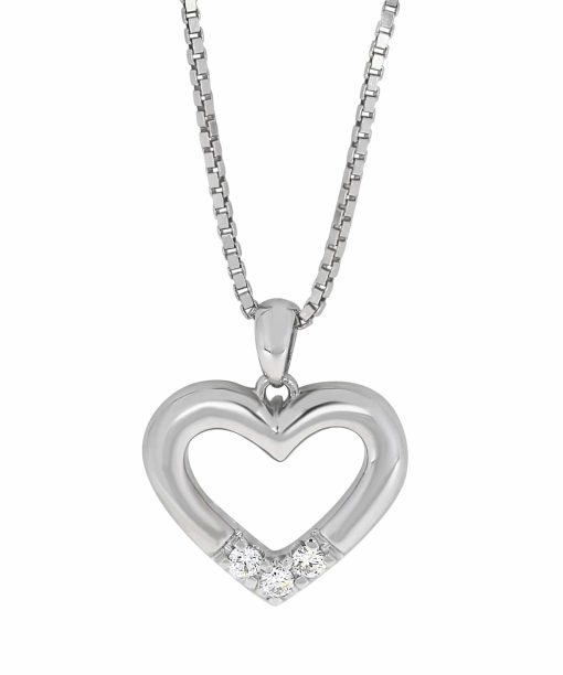 Alliansehjertesmykke i hvitt gull 0,09ct TW.SI