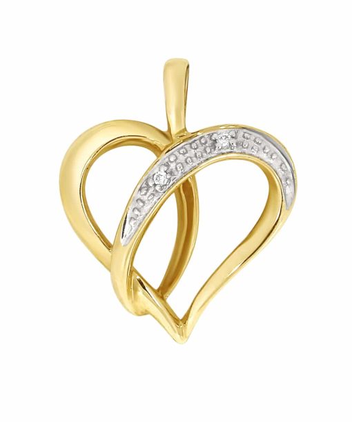 Diamanthjerte i gult gull 0.01ct TW.SI