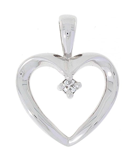 Diamanthjerte i hvitt gull 0.02ct TW.SI