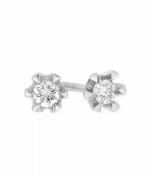 Victoria Enstens Diamantøredobber HV Hvitt Gull Tot. 0.08ct. TW/P