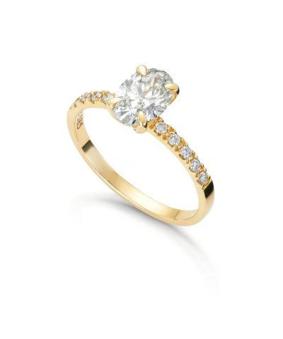 Ring Olivia Oval i gult gull 0,62ct med LAB grown diamant
