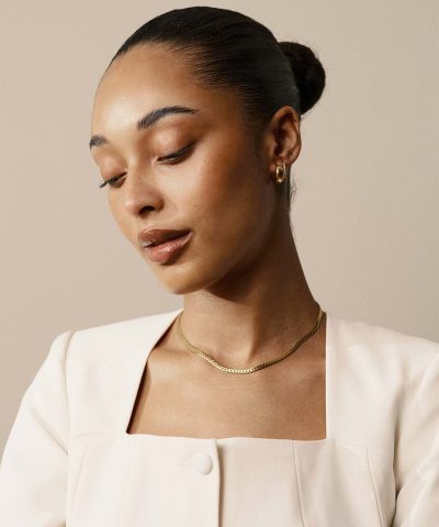 Alternative view of Mockberg Serpentine Chain Gold Small Necklace 400mm