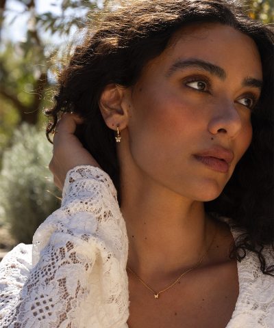 Alternative view of Mockberg Butterfly Gold Hoops